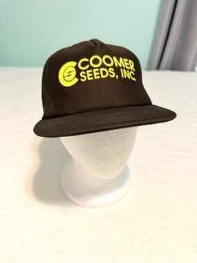RARE Vintage Coomer Seeds Hat Snapback Made In USA Farmer 80s Brown Yellow NOS